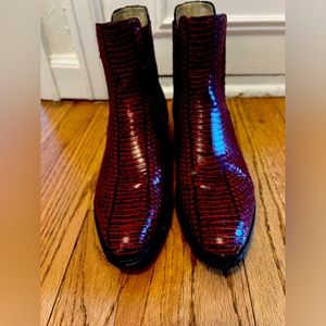 The office of Angela Scott RED SNAKE SKIN BOOTIES
